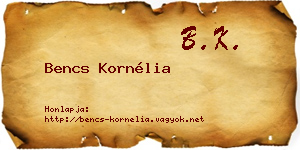 Bencs Kornélia névjegykártya
